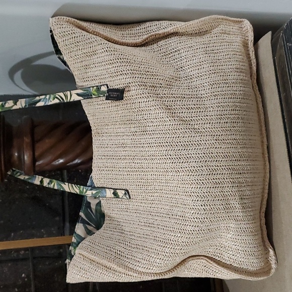 NWT VICTORIA'S SECRET LARGE NATURAL FAUX STRAW TOTE OVERNIGHT BEACH FUN … - Picture 5 of 9